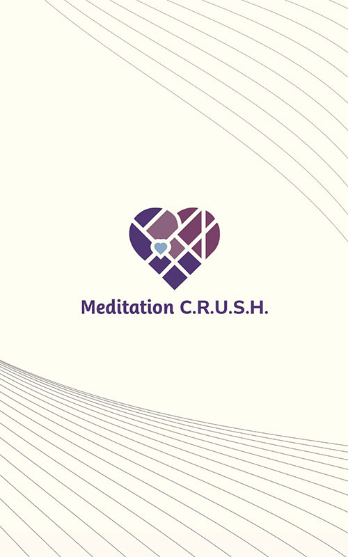 Meditation CRUSH app screens showing guided meditations and gratitude log